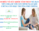 10 ĐIỀU VỀ SỨC KHỎE TÂM THẦN MÀ BẠN NÊN CHIA SẺ VỚI CON MÌNH NGAY KHI CHÚNG CÒN HỌC TRƯỜNG PHỔ THÔNG